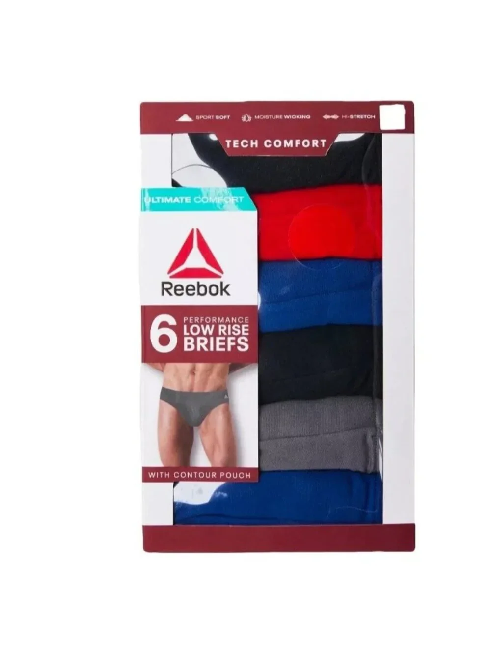 Reebok Men Tech Comfort Low Rise Performance Briefs Underwear 6 Pack Size 3XL